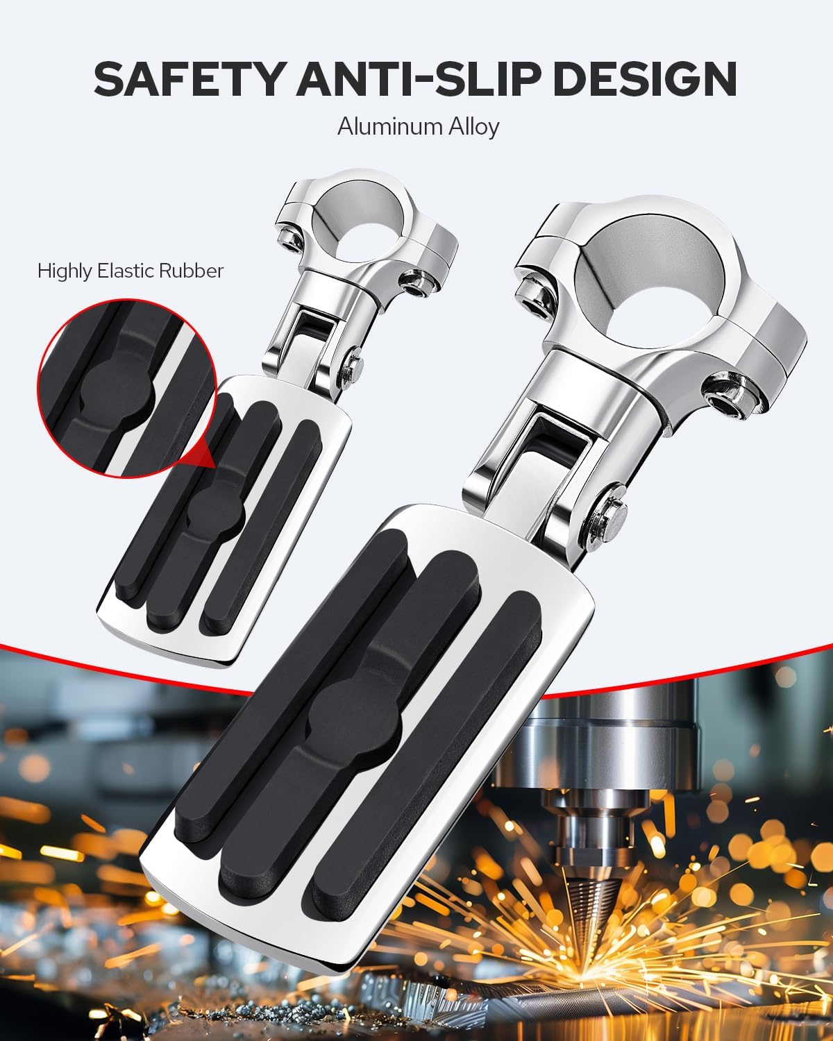 Benlari Highway Pegs, Motorcycle Foot Pegs Stainless Steel 1in 1-1/4in 25mm 32mm Fit for Harley Davidson for Honda for Suzuki for Kawasaki Engine Guards Crash Bars Style 2 (Chrome)