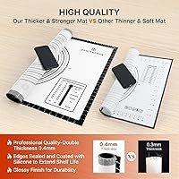 Vista 43 de Tapete de silicona, 28 x 20 pulgadas, extra grande, antiadherente, para hornear, con medición, tapete grueso reutilizable para mostrador de hojas