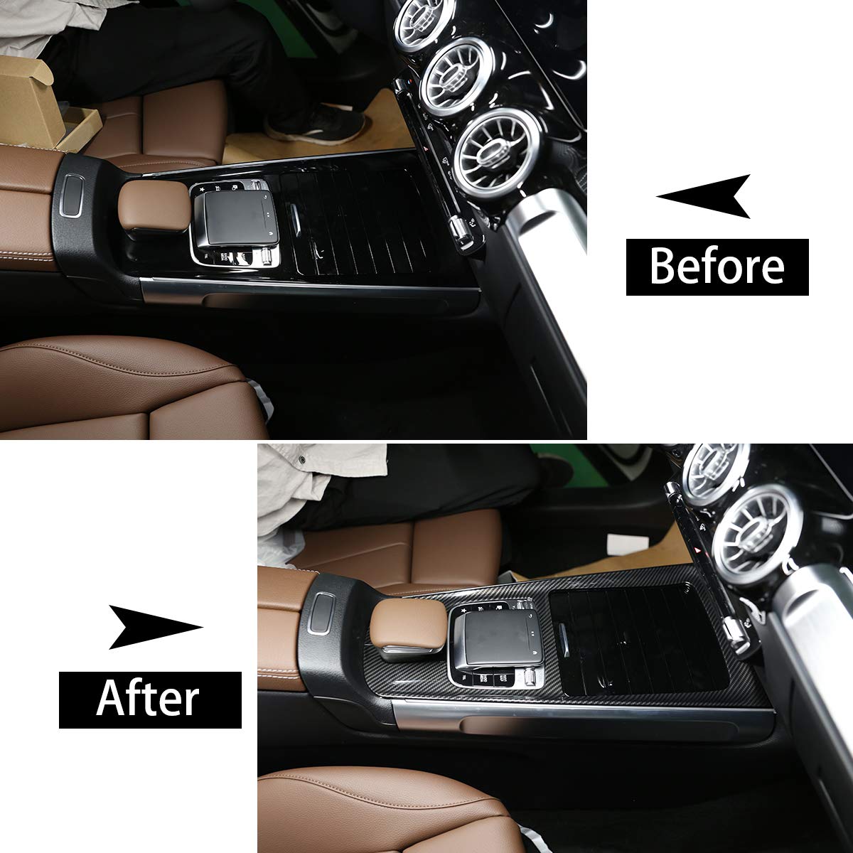 Samochodowy ABS chrom wnętrze konsoli środkowej wykończenie panelu przekładni dla Benz B GLB klasy W247 X247 2020 akcesoria samochodowe (włókno węglowe)