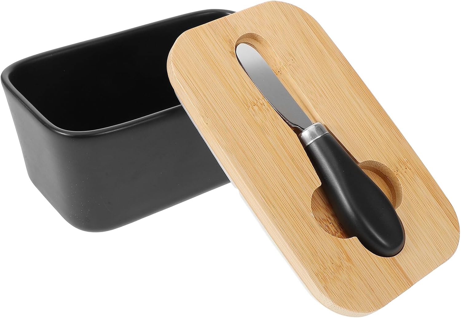 VILLCASE Ceramic Butter Holder with Lid and Cutter Reusable Rectangular Butter Dish for Kitchen Storage Wear-resistant Household Cheese Container Compact Modern Design