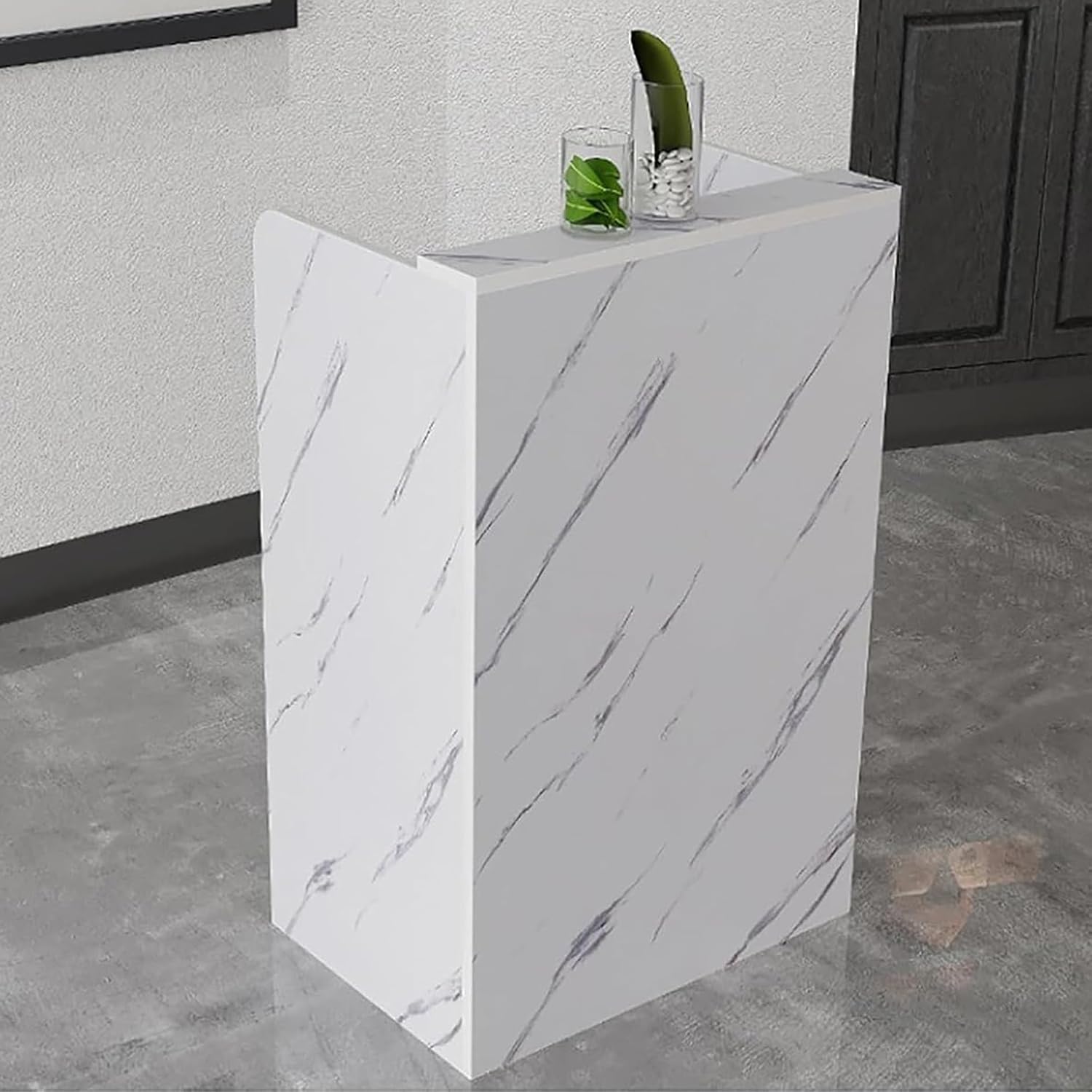 Modern Reception Desk,Retail Counter Checkout,Small Reception Table,Check out Stand,Hostess Stand,Tables for Retail Stores,Simple Cashier Desk,with Lockable Drawer,Open Storage Cabinet,for Lobby,Salon