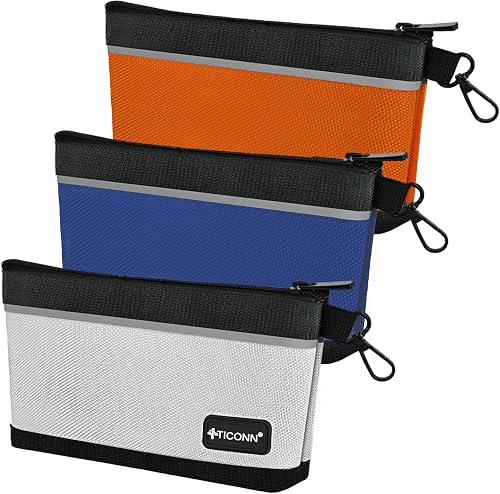 TICONN 3PK Tool Pouches with Zipper, Waterproof 1680D Oxford Small Tool Bag
