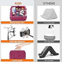 Vista 4 de KDD Tablet Pillow Holder - 360°Adjustable iPad Pillow Stand for Lap, Bed and Desk - Gooseneck Tablet Soft Pad Dock with Storage Tray and Pocket