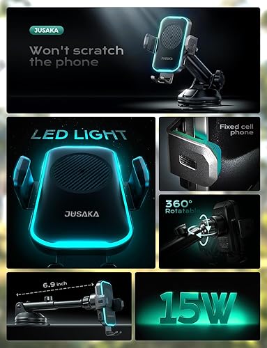 Miniatura 9 de Cargador inalámbrico para automóvil, soporte de teléfono de carga rápida de 15 W para tu automóvil, compatible con iPhone 16151413, para Samsung