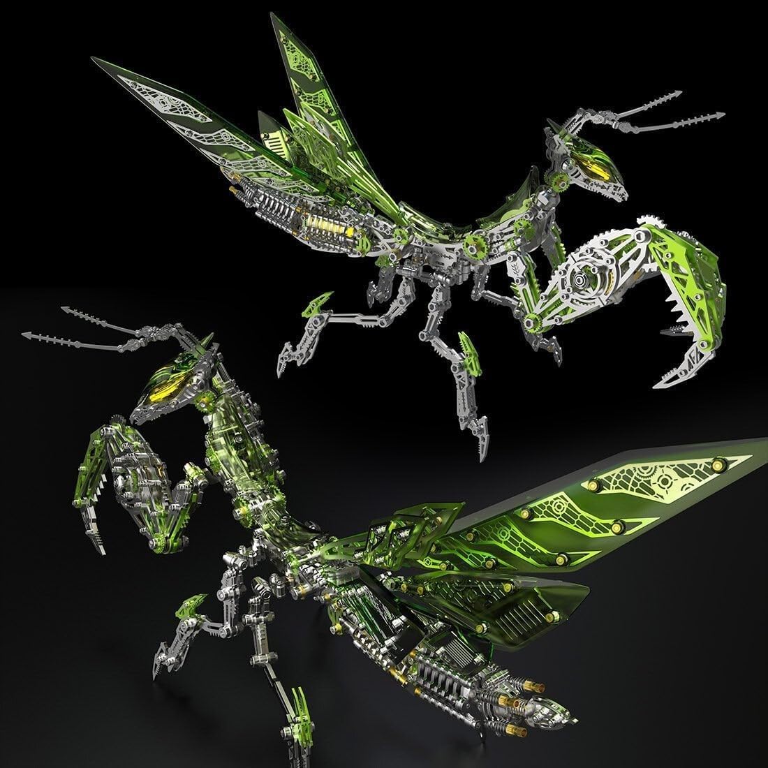 3D-Puzzle-Modellset aus Metall für Erwachsene, 1109-teiliges 3D-mechanisches Gottesanbeterin-Modell aus Metall, mechanisches Insektentiermodell aus Edelstahl zum Selbermachen B