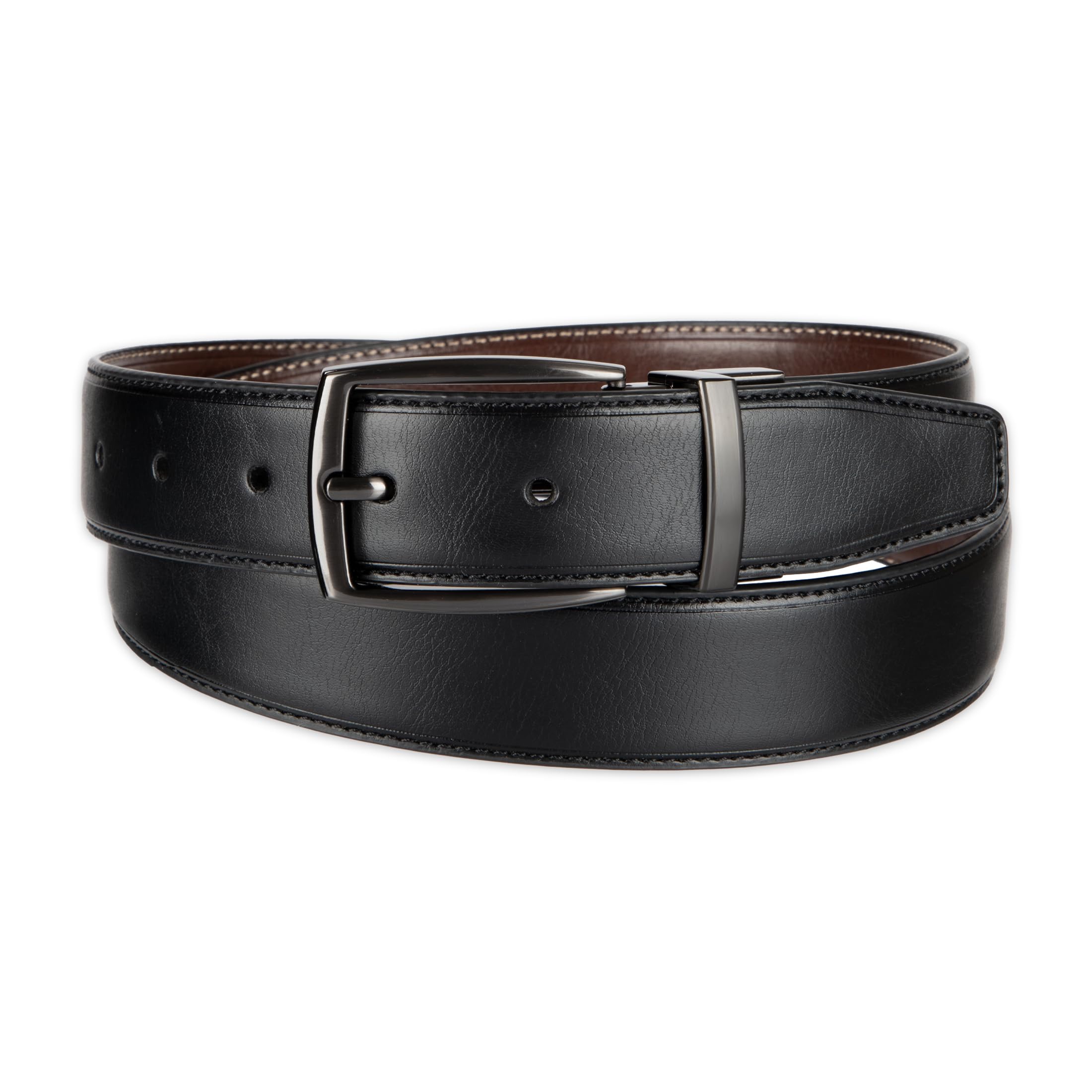 Dockers Men's Two-in-one Reversible Rotative Buckle Everyday Casual Dress Belt (Regular and Big & Tall Sizing), Black/Tan, Large (38-40)
