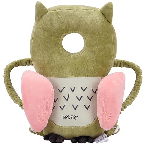 Bebamour - Paseadores de bebé, protección ajustable para la cabeza de bebé, almohadilla de seguridad, mochila para gatear (búho verde, búho)