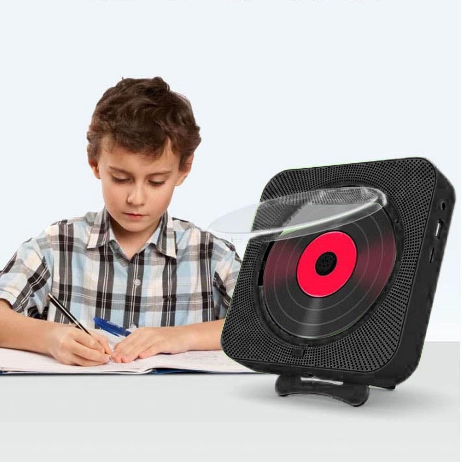 CHICIRIS Reproductor de CD Bluetooth para Montaje en Pared con Parlantes y Control Remoto, Ideal para Estudiantes y Familias (Black)