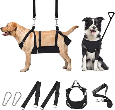 2 in 1 Dog Grooming Hammock With Multifunction Leash, No-Pull Harness, Disassembled Into Leash, Adjustable Loop and Stainless Hooks, for Large Size Cat/Dog