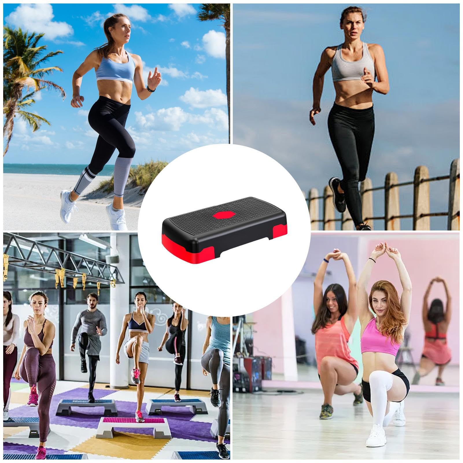 Stepper aerobowy, regulowana wysokość, deska do ćwiczeń, antypoślizgowa deska z 3 stopniami, kompaktowy i lekki, idealny do domowej siłowni, treningu siłowego cardio, 40 cm