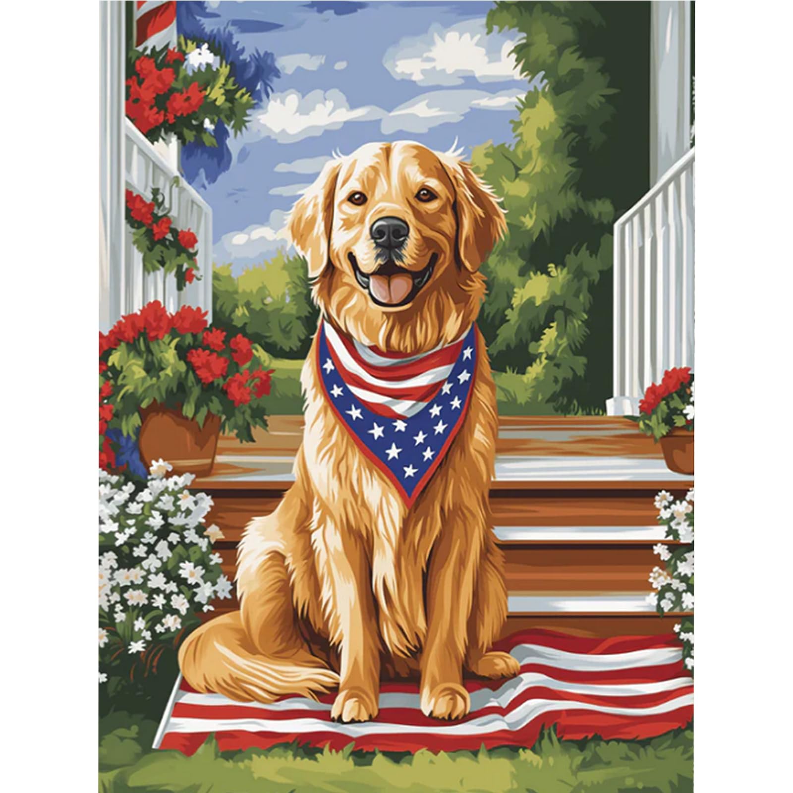 Golden Retriever DIY Paint By Numbers Kit on Canvas 11.81x15.75inch Without Frame Paint by Numbers Kits Drawing Paintwork Canvas Oil Painting Number Painting for Beginners Adults Gift