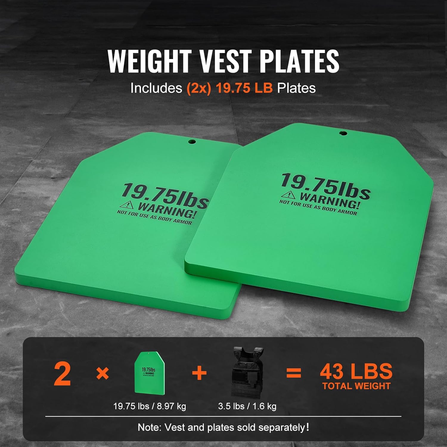 Happybuy Weight Vest Plates, 19.75 LB Pairs, Premium Steel Weighted plates, Contoured Ergonomic Fit – WODs, Additional Weight for Weight Vests, for Strength Training, Running