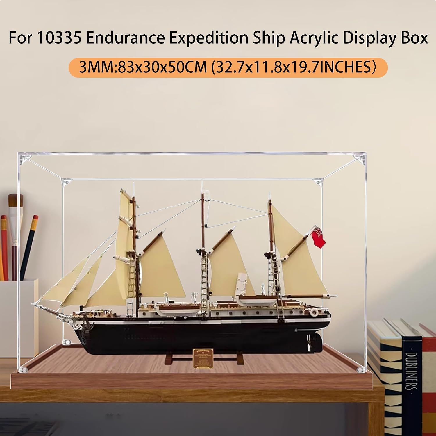Acrylic Display Case for Lego 10335 Endurance Expedition Ship Model, 3mm Dustproof Display Box, Display Case Compatible with Lego 10335(Model Not Included) (Snap Button 3MM Brown)
