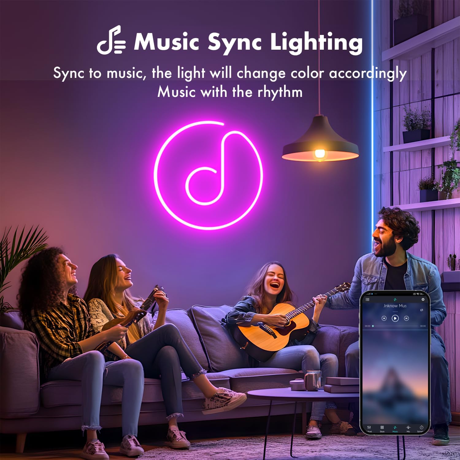 Outdoor LED Strip Lights, 40FT Waterproof IP67 led Lights for Bedroom RGB, 44Key Remote with App Control, Music Sync Color Changing Rope Lights for Room Decoration