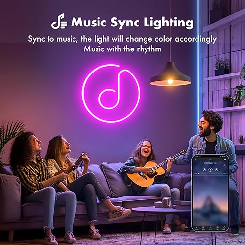 Miniatura 5 de Cuerda de luces de neón, tira LED RGB de 50 pies, impermeable IP67, diseño de bricolaje, sincronización de música, control remoto de 44 teclas,