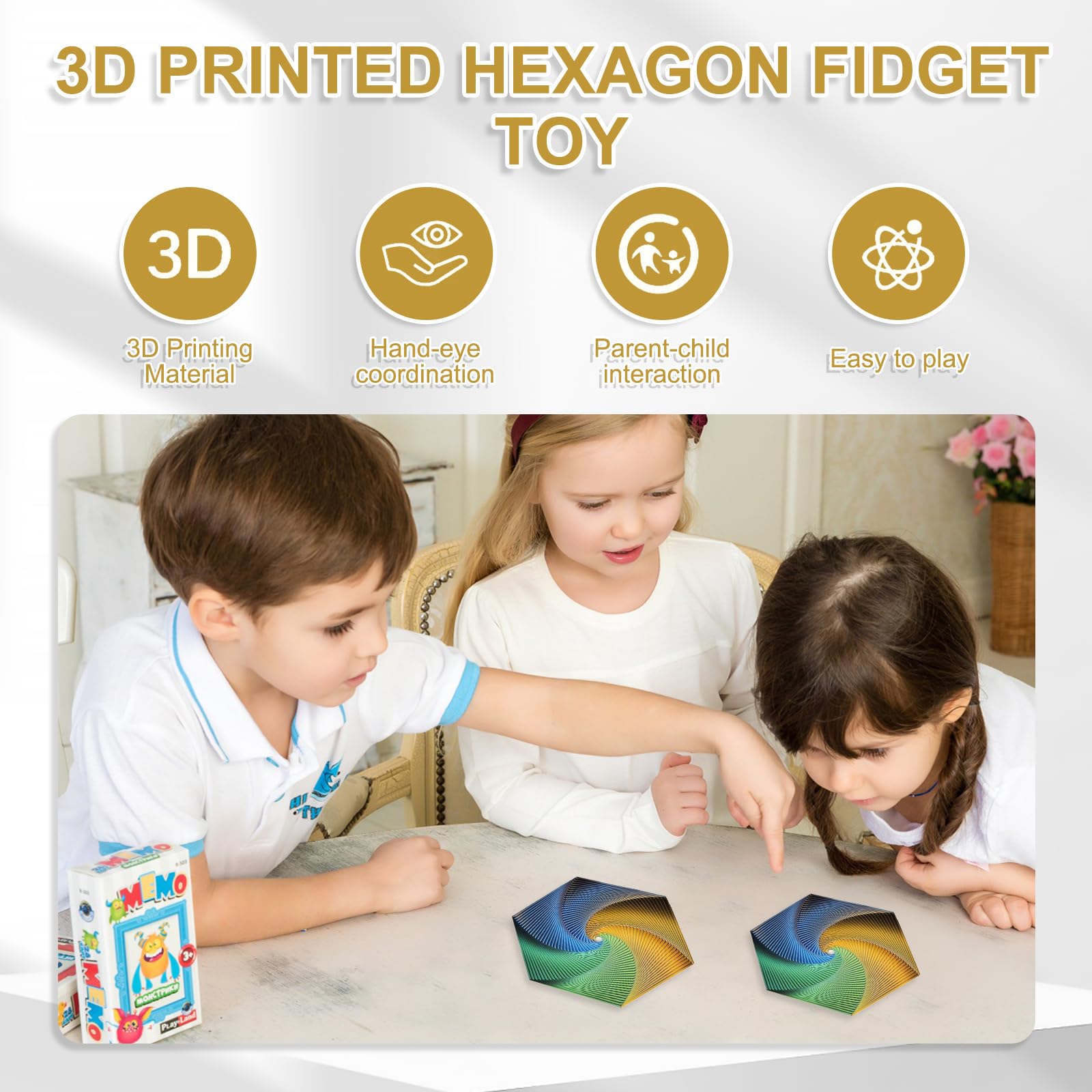 Heagonal Fidget MADGININE Hexagon Fidget Toy for Adults Fractal Fidget Hexagon Fidget ...