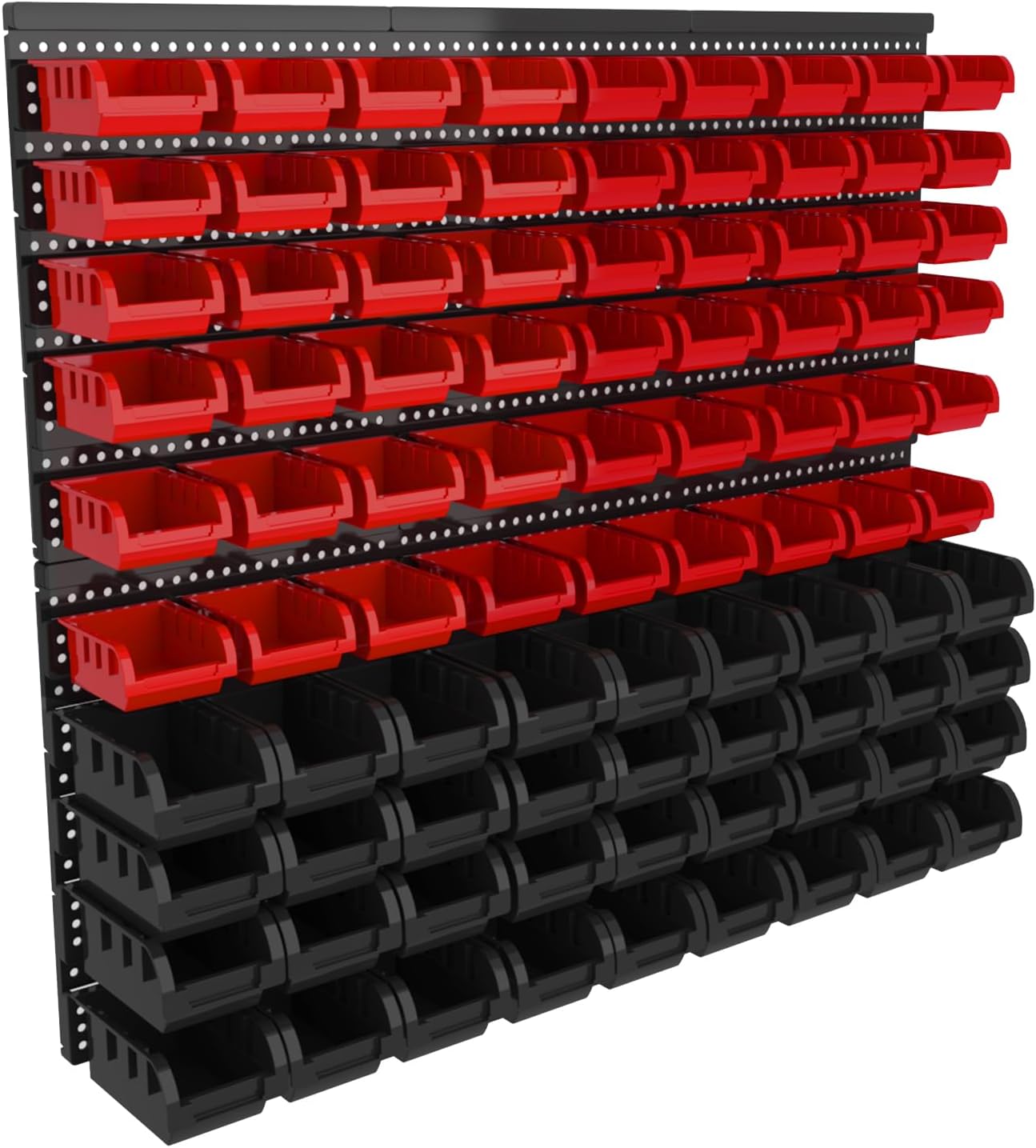 Wall Mounted Storage Bins, Nut and Bolt Organizer, Plastic Bolt Bin, Screw Organizer, Storage Bins for Garage (RED+BLACK, EXTRA LARGE(90PCS))