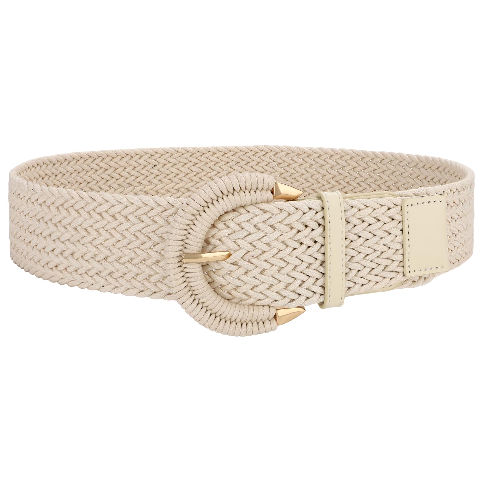 SUOSDEY Rattan-Flechtgürtel für Damen, breiter Taillengürtel für Kleider, gewebter Boho-Gürtel mit halbkreisförmiger Schnalle