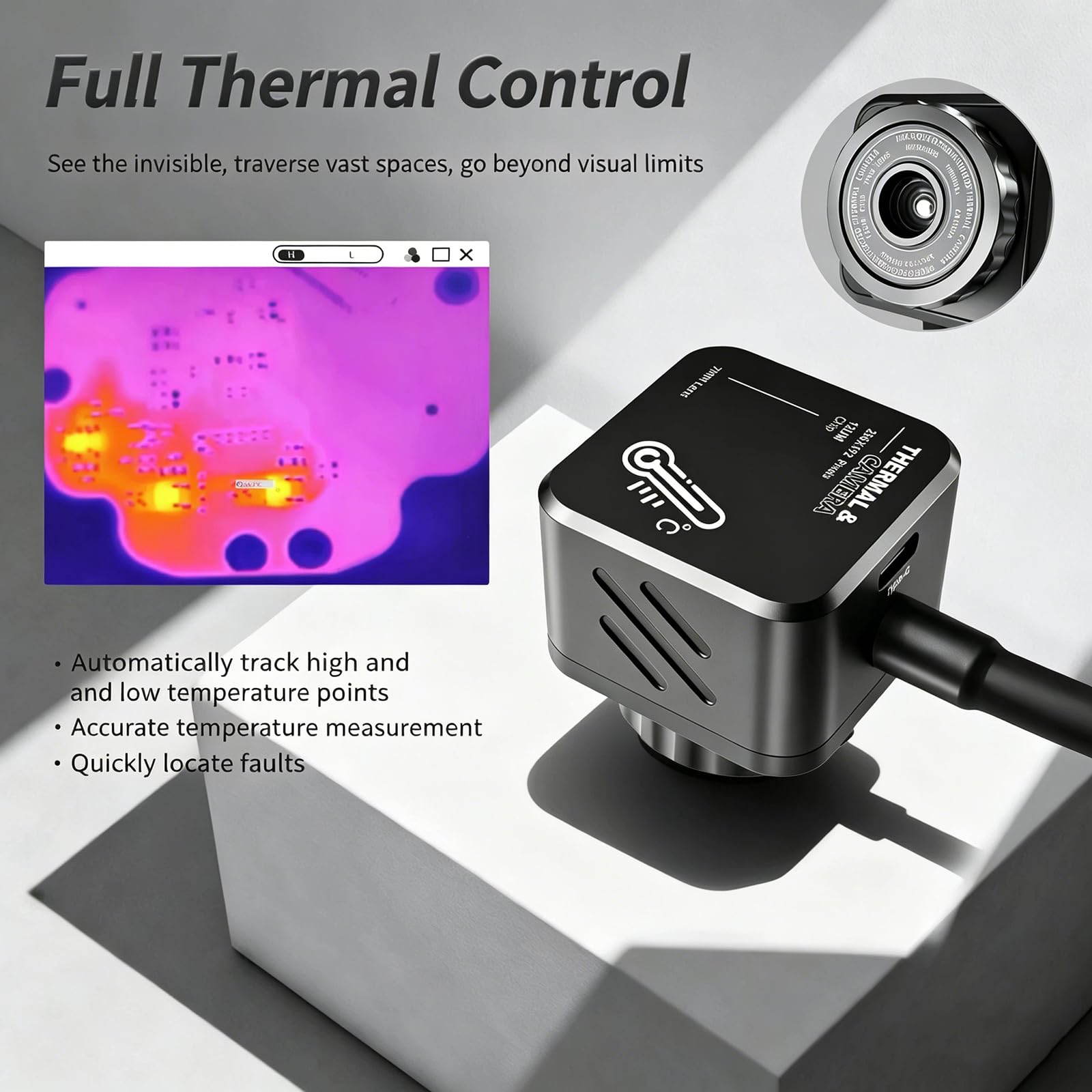 Microscopio digitale con HDMI 4K, lente d'ingrandimento 180x, immagini termiche, telecomando, acquisizione foto/video per riparazione elettronica e saldatura