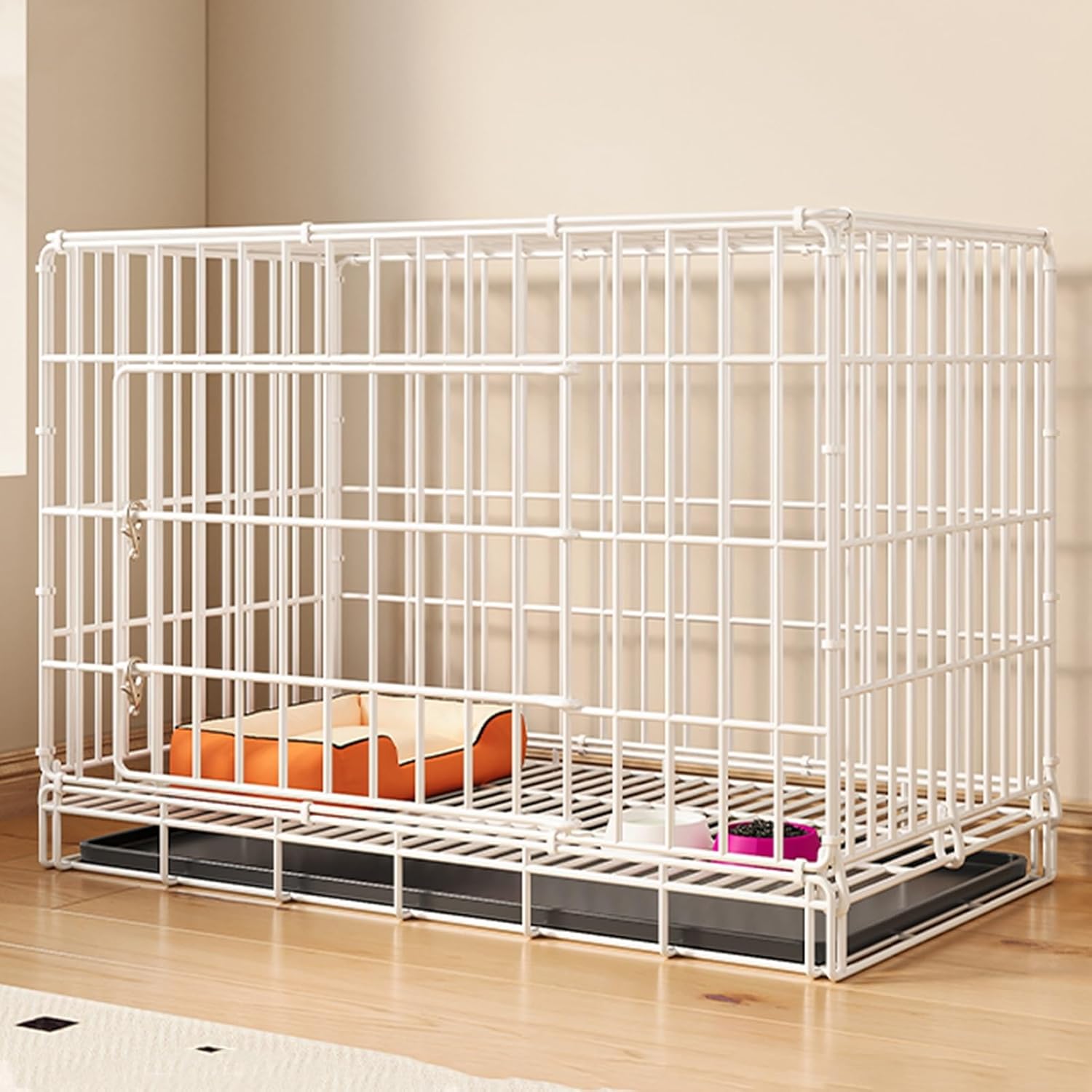 Cat cage, Medium-sized iron Cat Enclosures, Mesh ventilation, Easy installation, Pull-out tray, Easy to clean, suitable for cats/Rabbits/Ferrets(White,19.6x12.9/50x33cm)