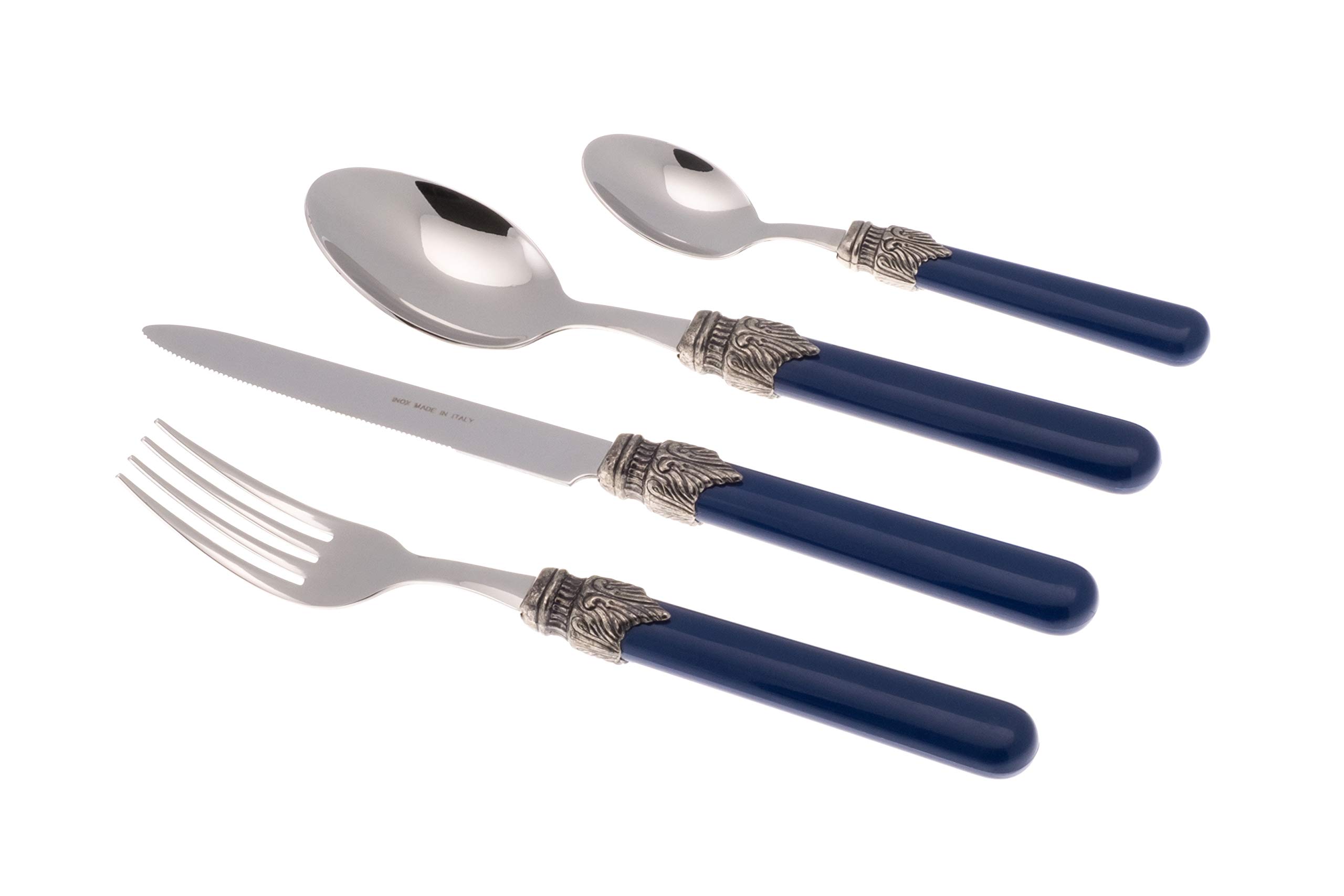 Rivadossi Sandro 1616S05 Set di Posate per 4 Persone, 16 Pezzi - Classic - 100% Made in Italy, Artigianalità e Design, Acciaio Inox 18/10,Blu