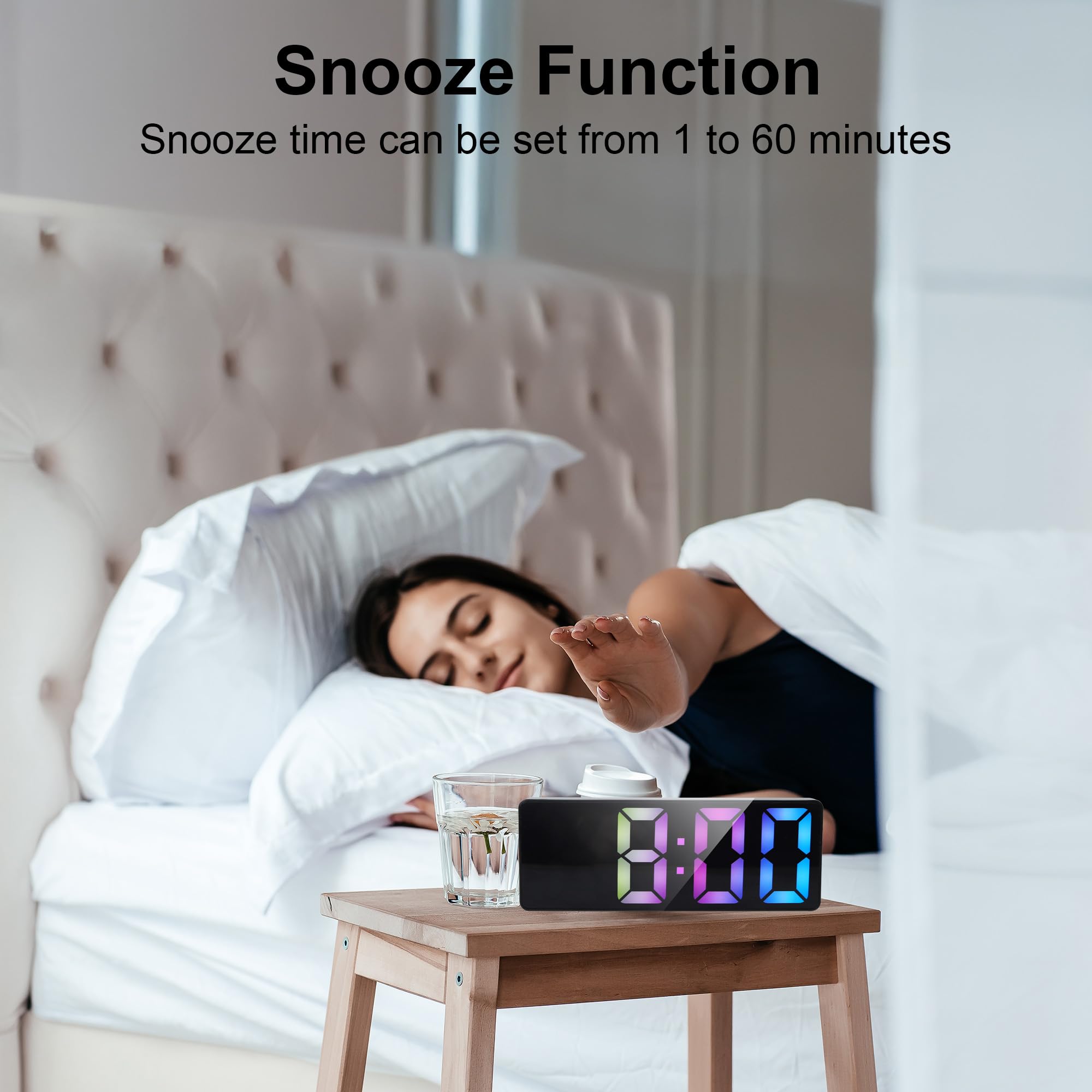 Sveglia Digitale LAFOCUSE 6.7 LED - Orologio Con Temperatura, Data, Snooze, Luminosità Regolabile - Foto 10