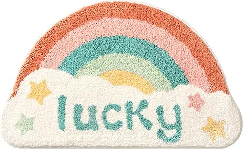 Miniatura 3 de Alfombra de baño de 28 x 18 pulgadas, bonita alfombra de baño de arco iris, antideslizante, absorbente de agua, alfombra de baño pequeña, decoración