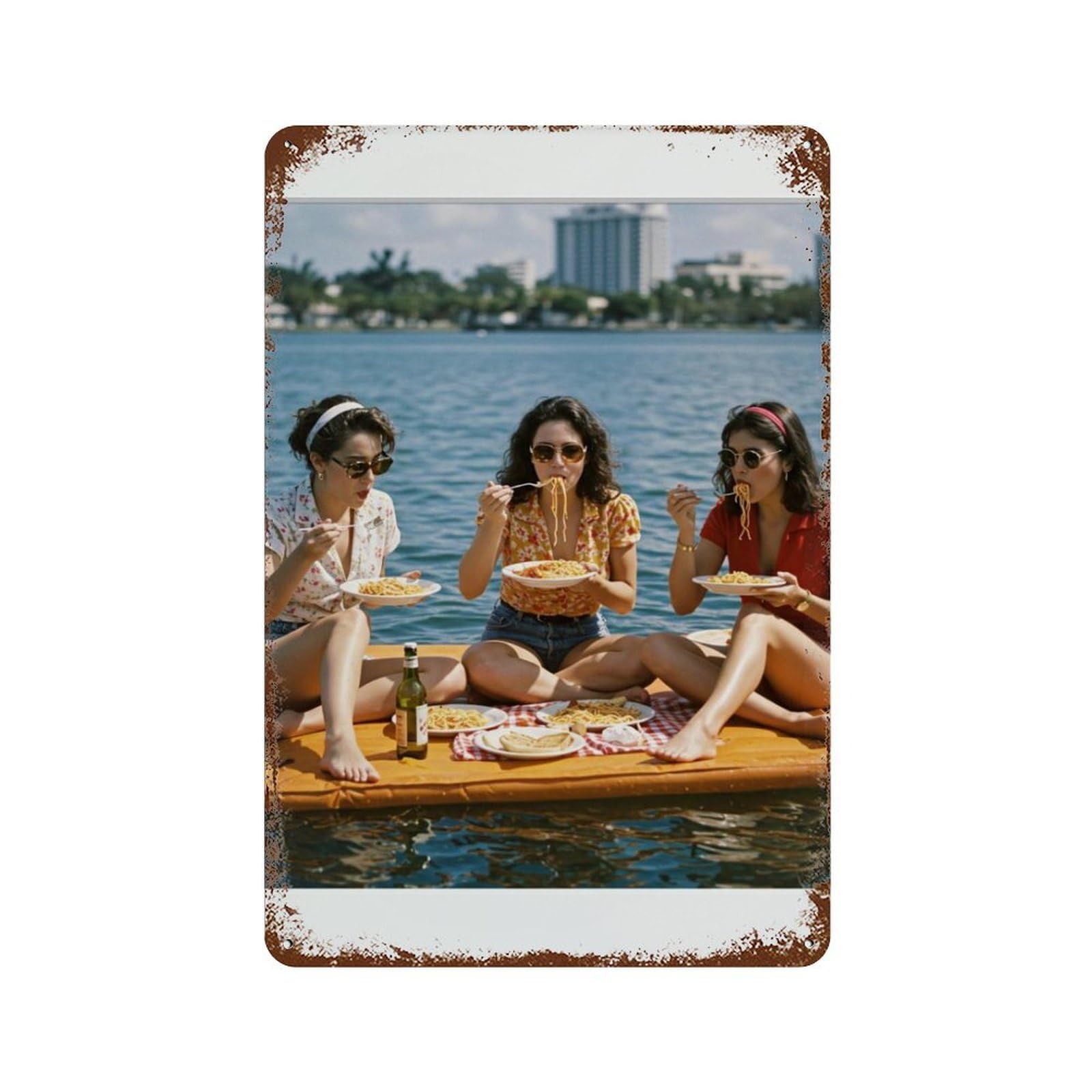 xiaoxiaoshen Picnic on Lake, Photography S Wall Decor Art Metal Tin Poster Modern Home Decor Art Home Bar Shop Decorations Vintage Sign 30x20cm