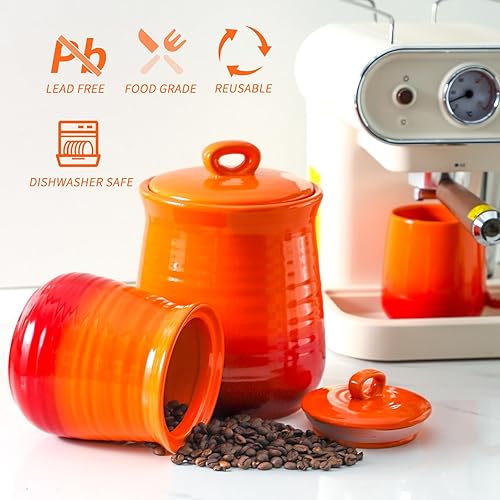 Miniatura 4 de Hasense Kitchen Canisters - Tarro de cerámica para almacenar alimentos, tarro de galletas con tapa hermética para encimera, elegante recipiente de