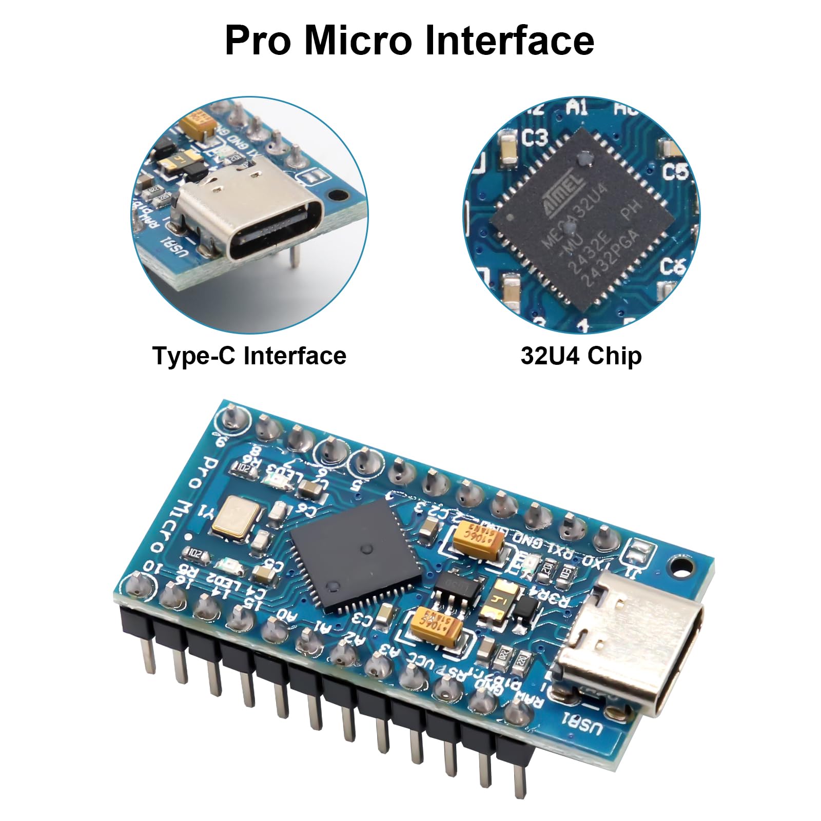 RUIZHI Pro Micro Ontwikkelingsbord – 2 Stuks, 32U4 Chip, 5V/16MHz, Type-C, Compatibel Met Arduino IDE, Voor Robotica En Sensoren