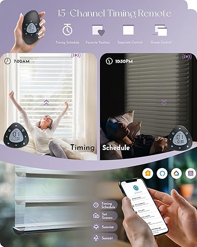 Miniatura 4 de Graywind Persianas motorizadas Shangrila compatibles con Alexa Google Control remoto recargable inteligente filtrado de luz persianas eléctricas de