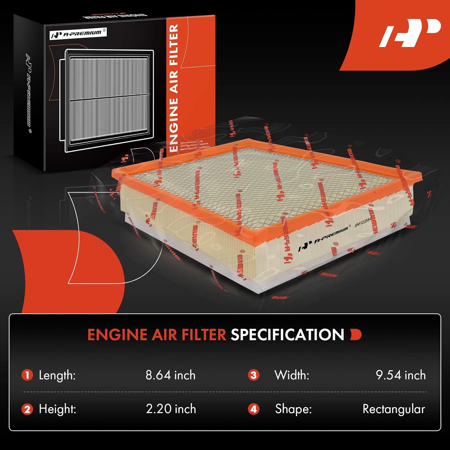 A-Premium 2-PC Engine Air Filter Compatible with Chevrolet Silverado 2500 HD, 3500 HD & GMC Sierra 2500 HD, 3500 HD, 2017 2018 2019, V8 6.6L, Flexible Panel, Replace# 84262965