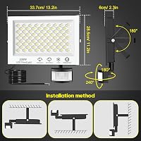 Viugreum 200W LED Reflektor Mozgásérzékelővel - 20000lm, 6500K Hideg Fehér, IP66 Vízálló Kültéri Lámpa Kerthez, Udvarhoz, Garázshoz 2