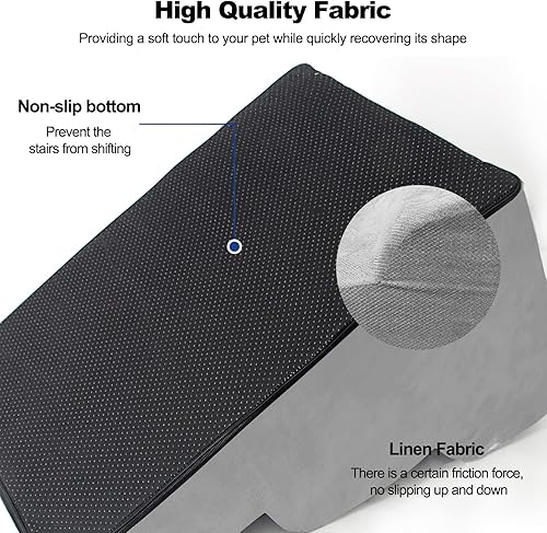 Miniatura 3 de Escaleras para perros, escaleras extraíbles y lavables, rampa antideslizante para mascotas de 4 escalones, escalones para sofá de cama alta,