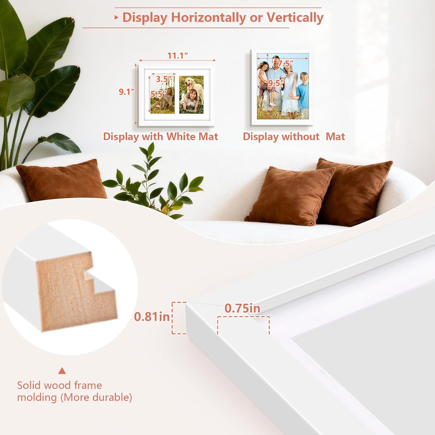 Golden State Art, 8x10 Picture Frame Set of 3, White, Display Two 4x6 Pictures with Mat or 8x10 Without Mat, Multi Photo Frames Collage for Wall or Tabletop Display