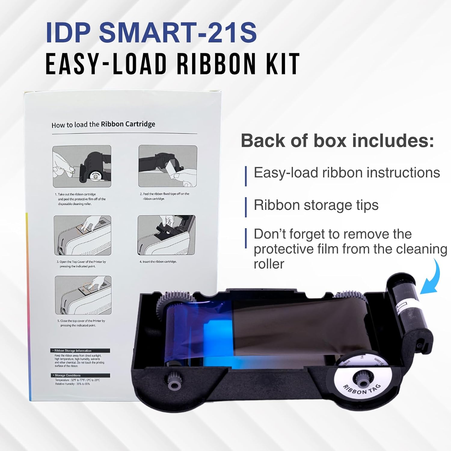 IDP SMART-21S ID Printer Easy-Load Color Ribbon Kit YMCKO - 100 Prints (Compatible with IDP SMART-21 ONLY)