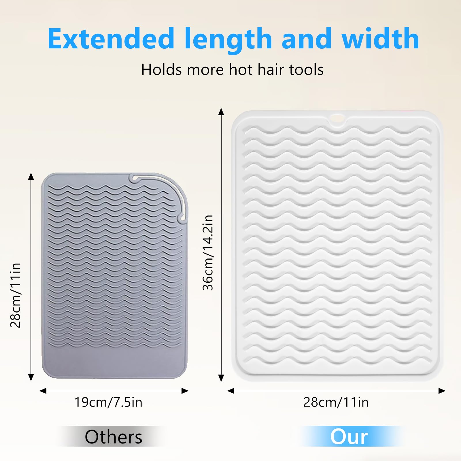 Alfombrilla resistente al calor de gran tamaño, alfombrilla de silicona para alisar el cabello, planchas planas, herramientas de peinado de cabello, protección de encimera, alfombrilla de 7