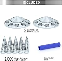 Vista 5 de Cubierta de rueda de eje delantero para camión semi cromado de plástico ABS con 2 cubiertas de rueda delanteras de eje con tapones de tuerca