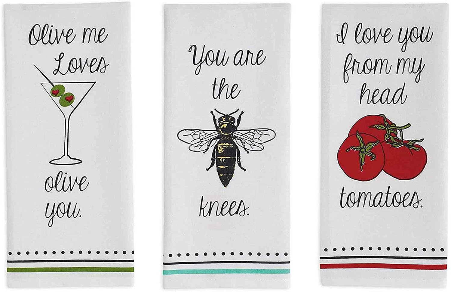 DII Everyday Collection Dishtowel Set, 18x28, Love You 3 Piece, 1 count (Pack of 3) - Image 3