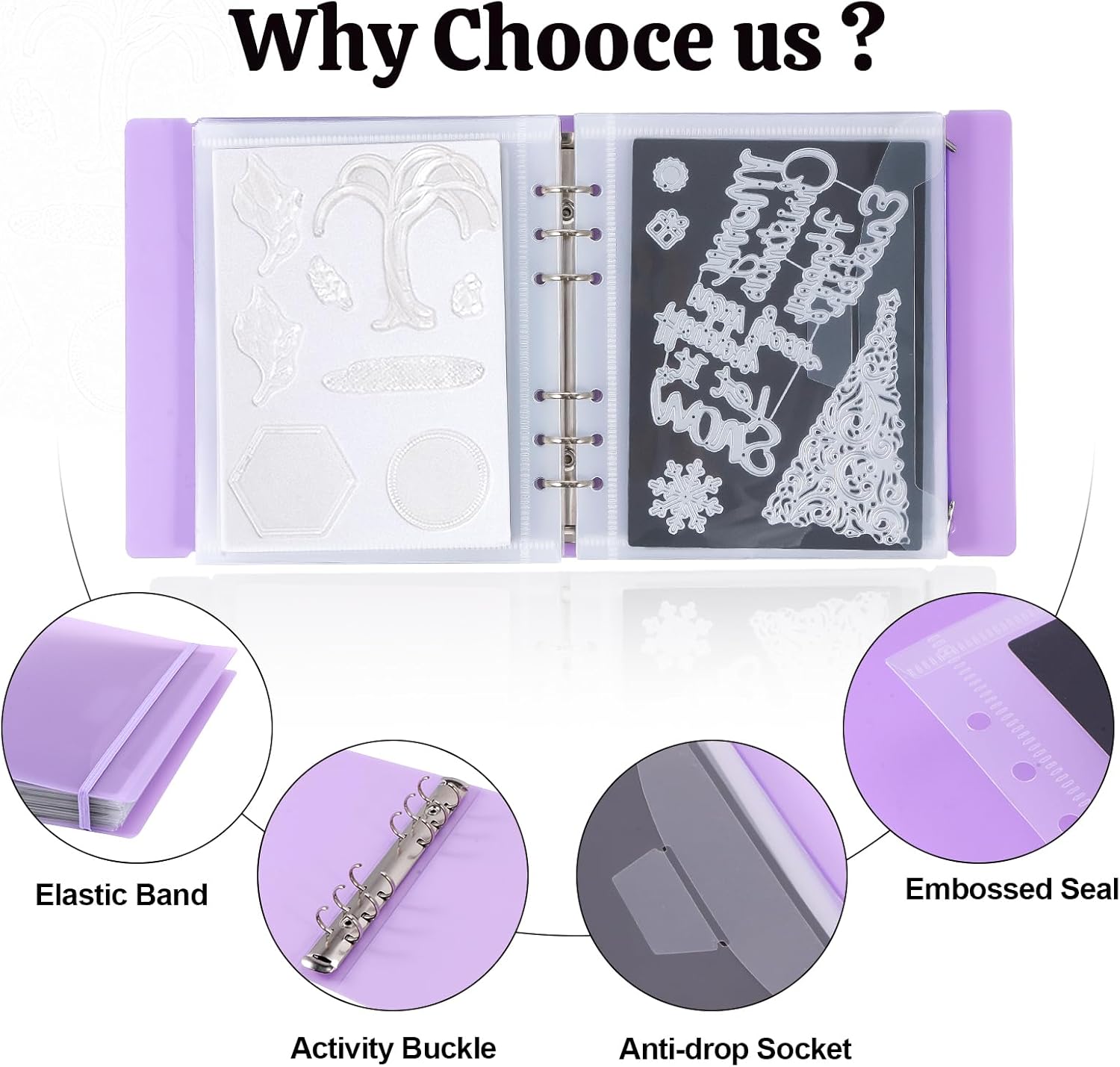 UNIMEIX 24 Pcs Magnetic Sheets for Die Storage with Purple and Blue Binder Covers, 2-in-1 Stamp and Die Storage Pockets Storage for Card Making Supplies(0.8 mm Thickness)