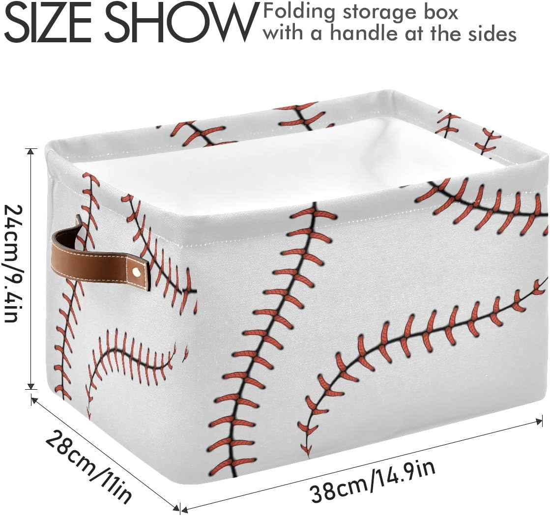 AUUXVA Baseball Storage Basket, Sports Theme Softball Large Storage Bins Box with Handles, Easter Gift Baskets Ideal for Baby Kids, Room Nursery Decor, Organizing Clothes, Toys, Books, Collapsible