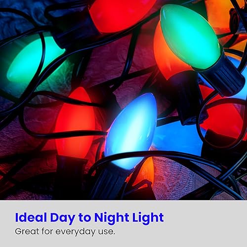 Miniatura 7 de Feit Electric BPC7RLEDG226 0.6 W 7 W equivalente a base de candelabro, bombilla LED decorativa de Navidad C7, 2.15 pulgadas de alto x 1 pulgada de