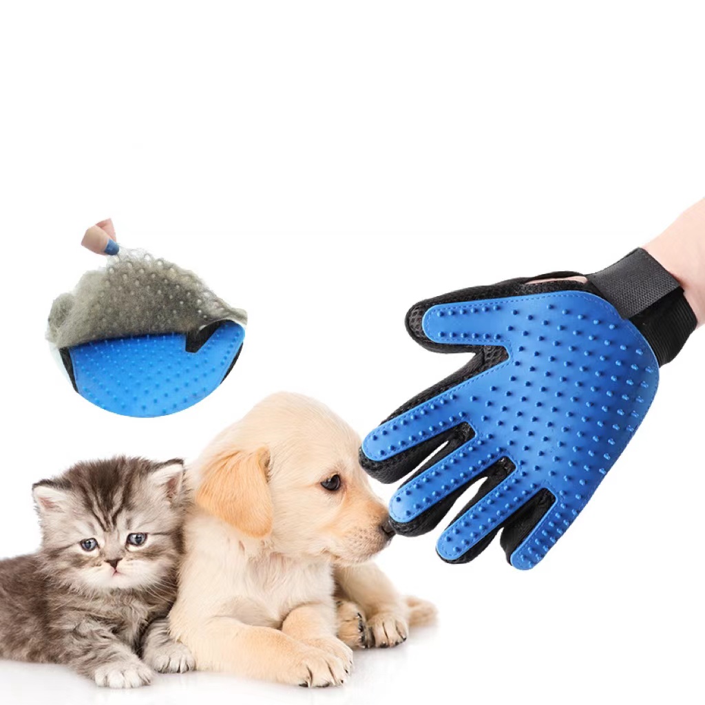 Pet Hair Removal Glove for Dogs & Cats, 2-in-1 Deshedding Brush & Massage Mitt - Grooming Gloves for Shedding Control, Bathing and Washing, Safe for Short/Long Hair Pets 2-Pack (Blue) - image 8