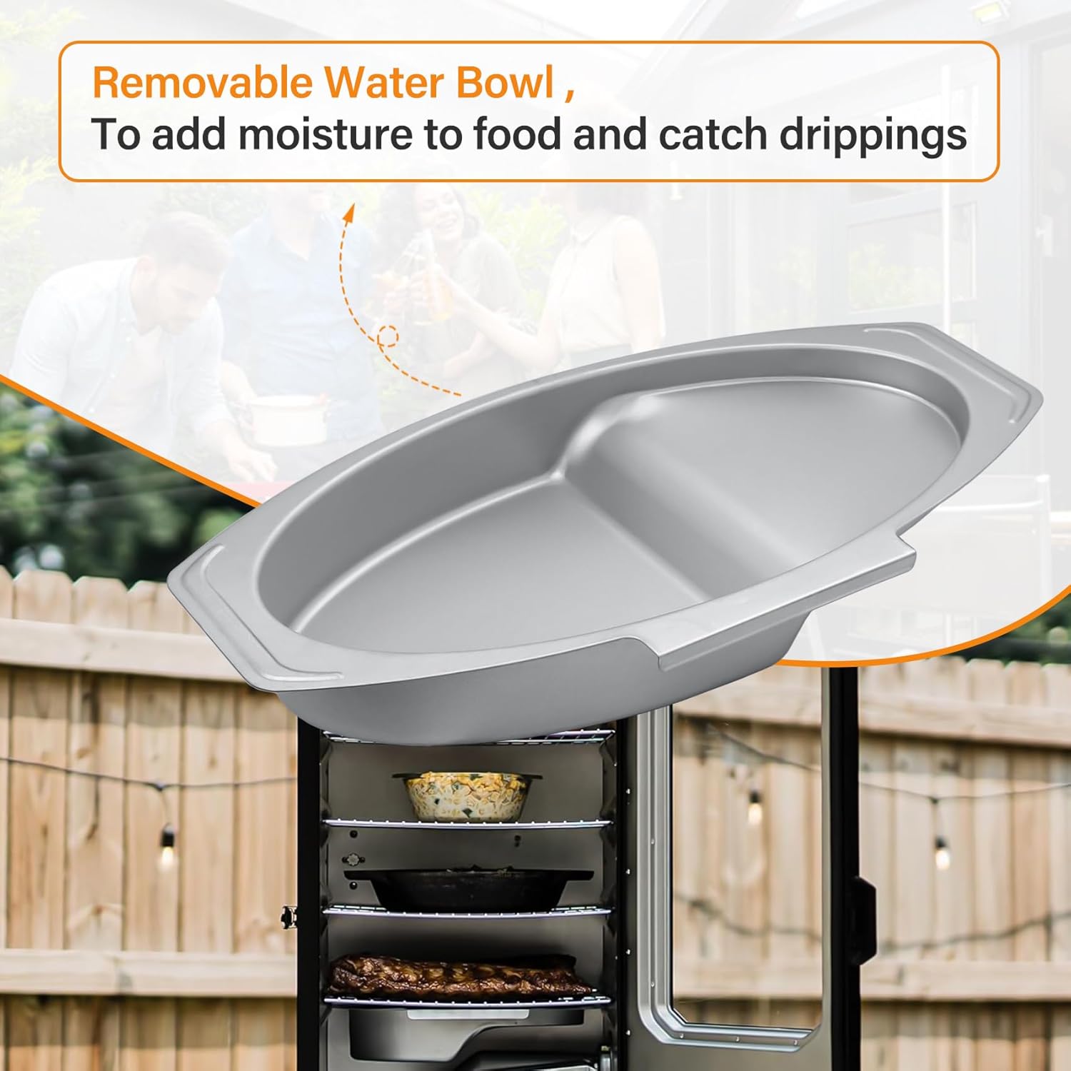 Large Water Bowl Replacement for Masterbuilt 40 inch Digital Electric Smoker, 9007180374 Water Pan Replacement Parts for MB20071619, MB20071719, MB20071819, MB20072618, MB20072718, MB20072918 etc.