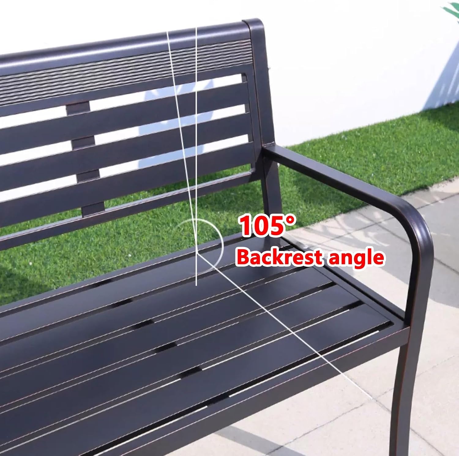 Outdoor Bench, Metal Bench, Park Bench, Garden Bench Outdoor, Steel Garden Bench, 2-Seater Outdoor Patio Bench, for Outdoor Path Yard Lawn Work Entryway Decor Deck(Khaki)