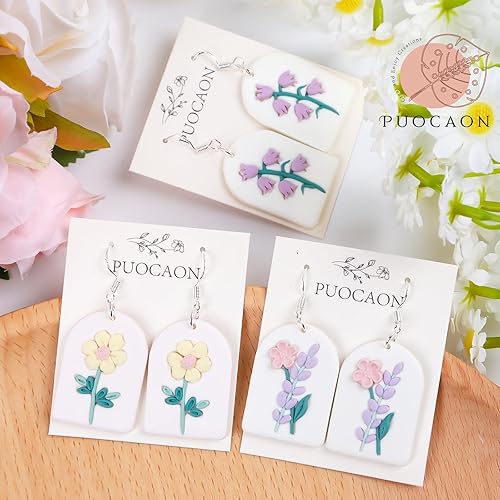 Miniatura 2 de Puocaon Cortadores de aretes de arcilla floral  9 formas de cortadores de arcilla polimérica para la fabricación de joyas de arcilla polimérica para