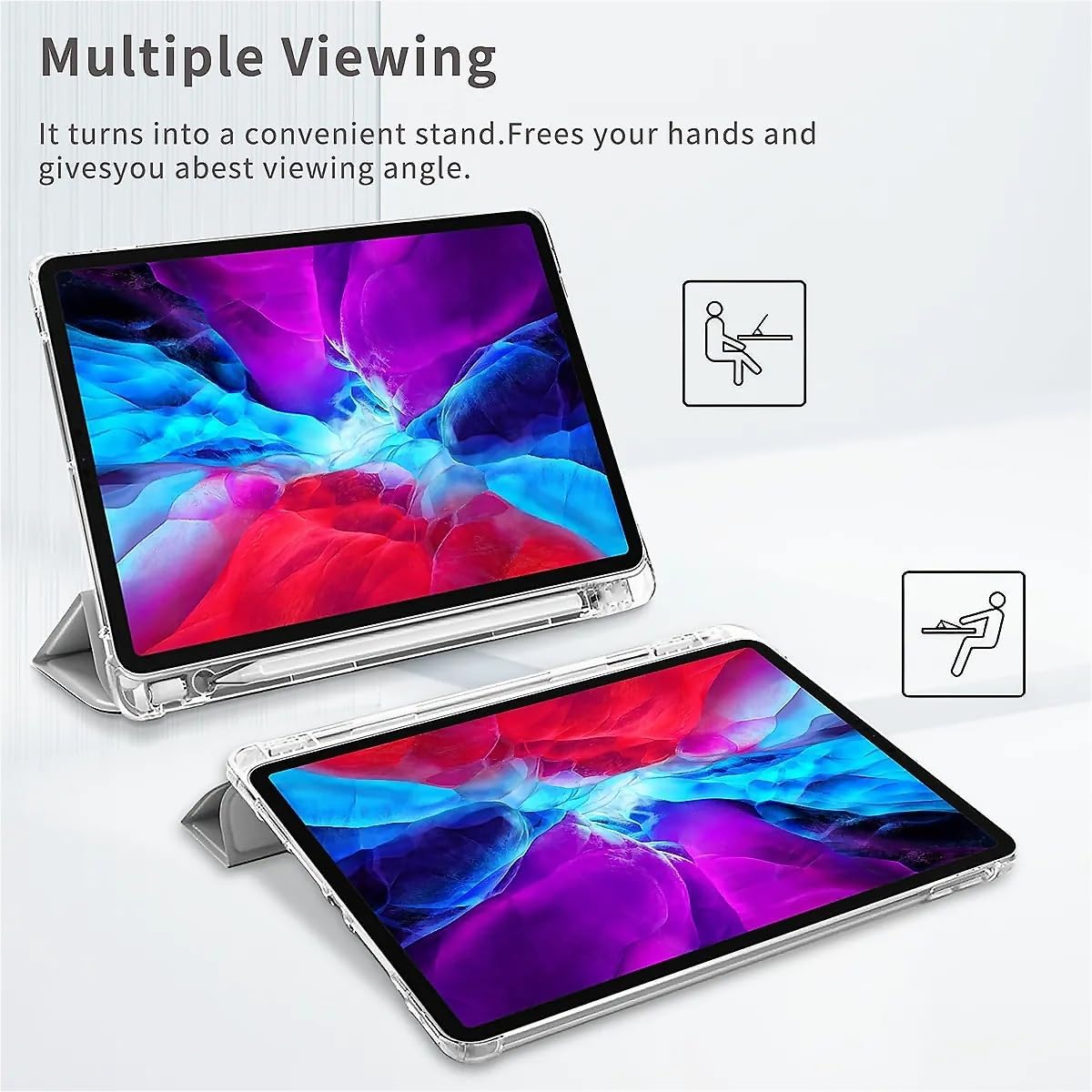 Case Compatible with IPad Pro Air6 Mini6 10 Generation 11inch 13in 2022/2024,Funny Case with Trifold Stand + Pencil Holder Cute TPU Protective Case for Boys Girls Teens,Touch My Ipad I Will Duck You