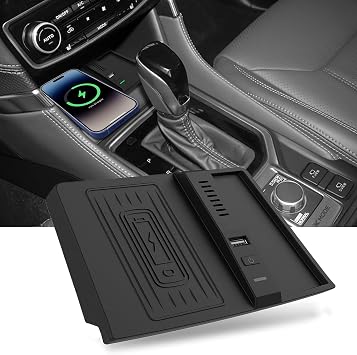 Wireless Car Charger for Subaru Forester 2019-2024, OEM Custom Fit Wireless Fast Phone Charging Pad with USB Port, Automotive Center Console Organizer for Forester & Crosstrek AccessoriesBlack