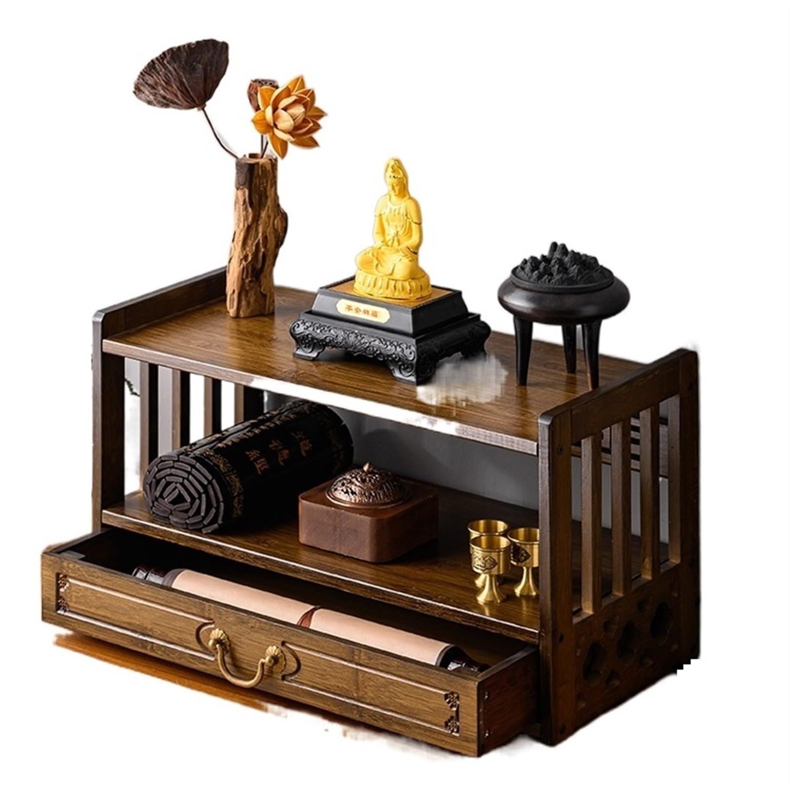Dieu de la Richesse table d'entrée armoire et meuble de culte bouddhiste 52cm