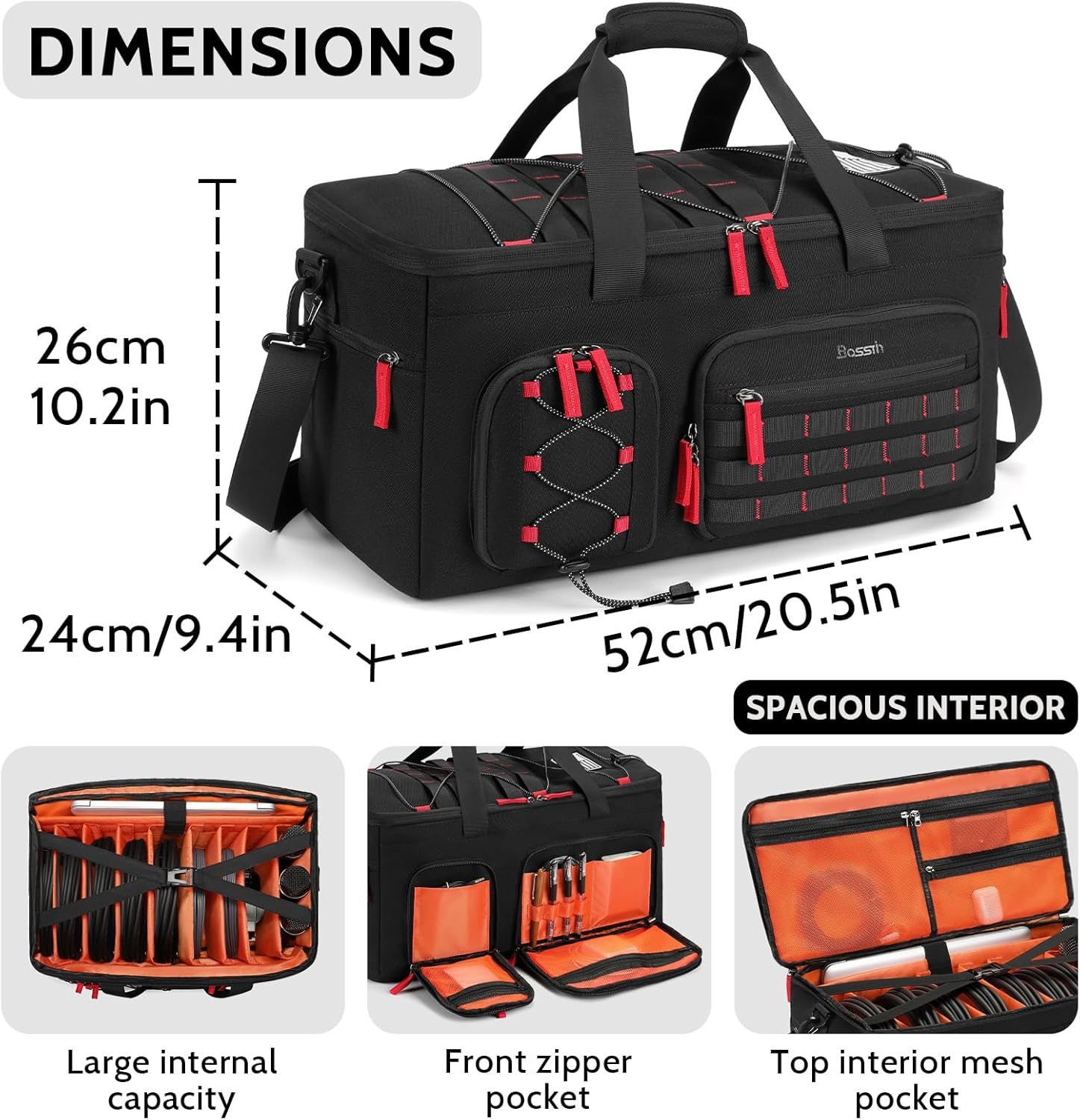 DJ Cable Gig Bag for Equipment, DJ Cable Organizer Backpack with Detachable Dividers and Padded Bottom, DJ Mixer Bag for Music Gear Accessories with 15.6'' Laptop Compartment (Black) - Image 3